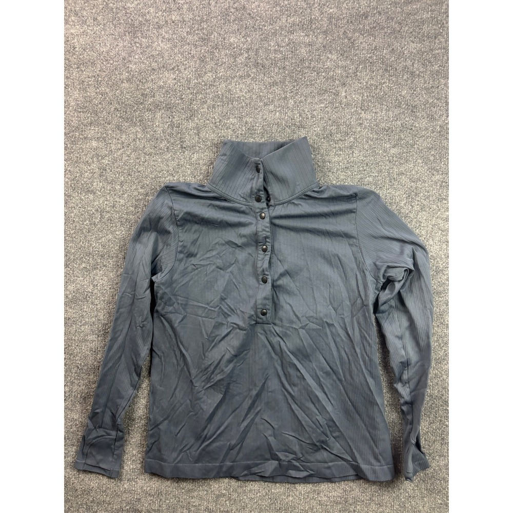 Athleta Flurry Seamless Henley Pullover Top Womens L Long Sleeve Mock Neck